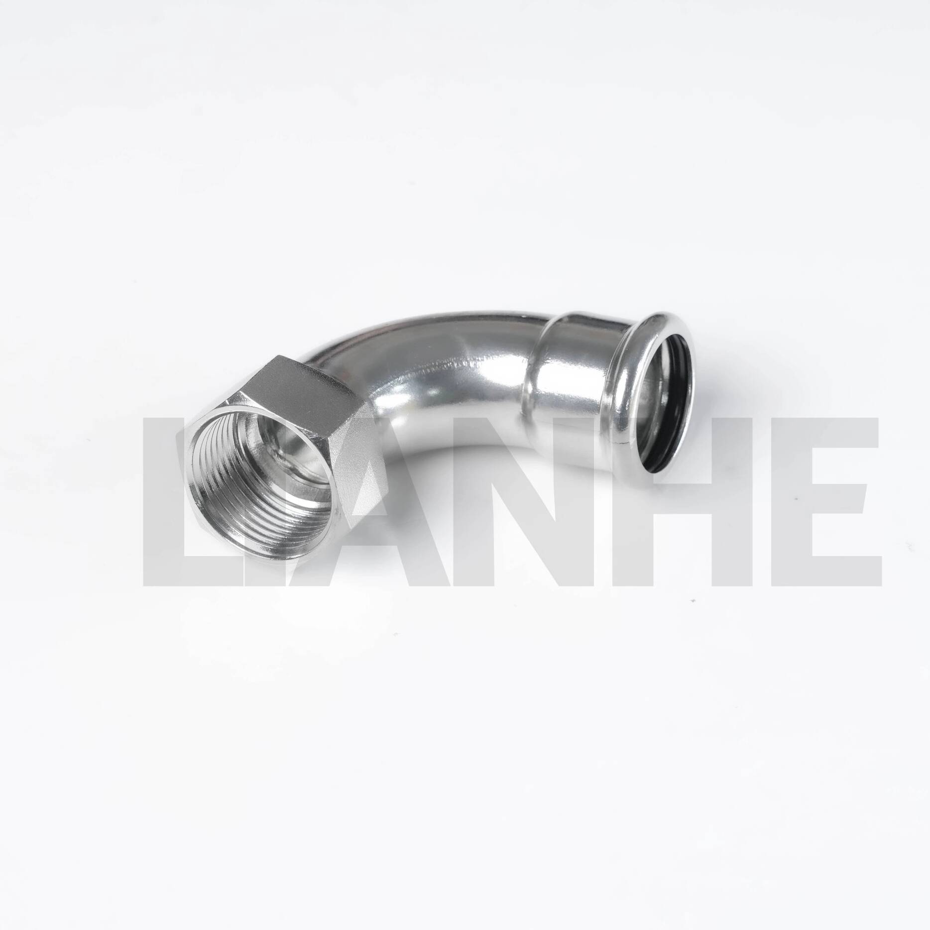 Keluli Tahan Karat D-Type Female Thread 90DEG Press Elbow Fitting