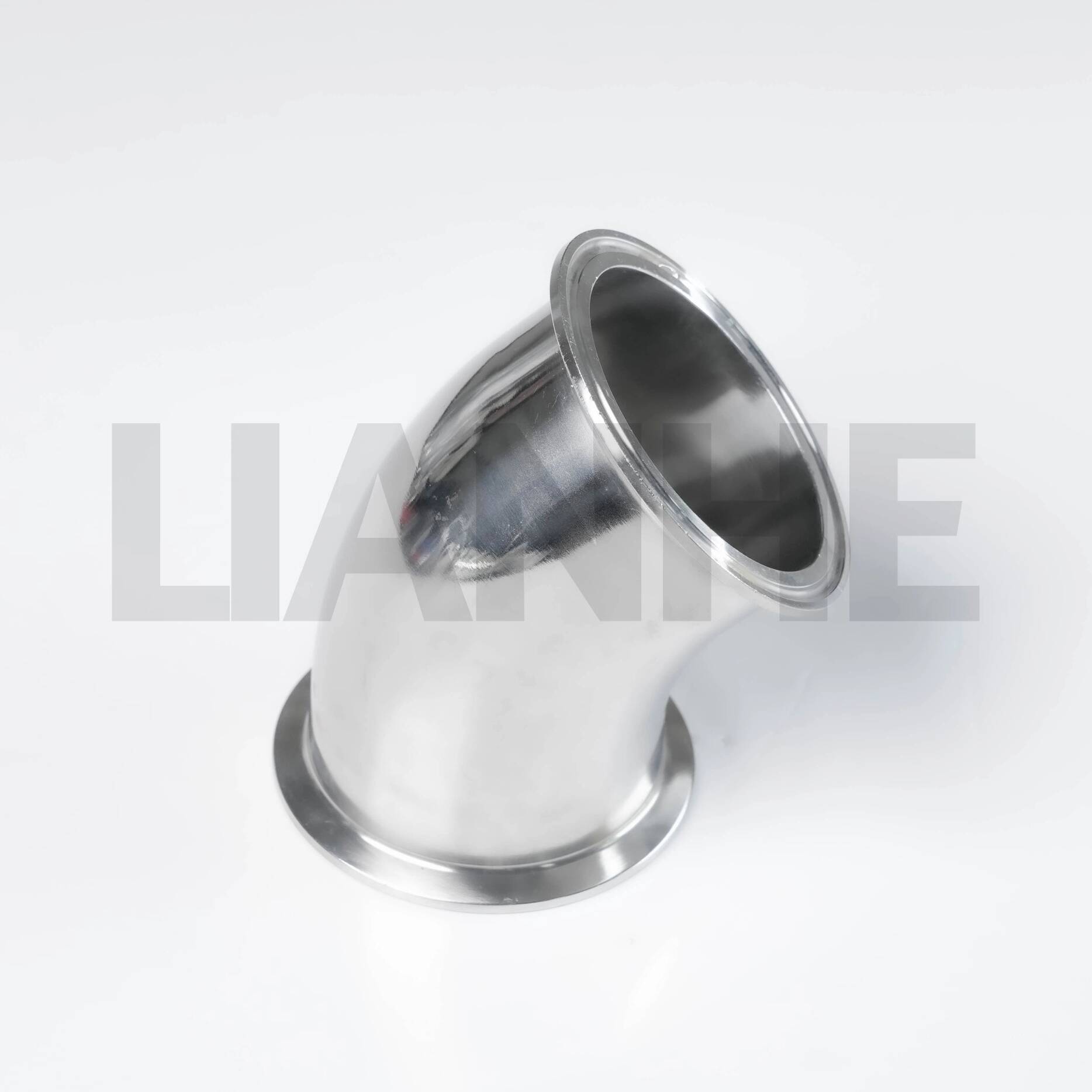 Keluli Tahan Karat Sanitary Clamp 45DEG Siku